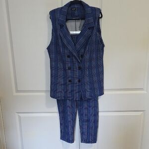 Navy Plaid Women's Pantsuit